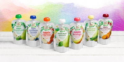For pouched pureé snacks, Equator depicted animals interacting with the fruits and vegetables found in the products.