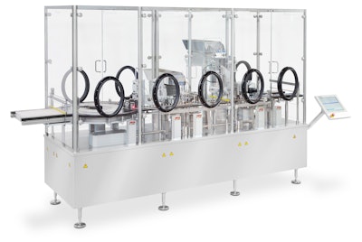 Dara SX-310-PP/D aseptic filling, stoppering and capping machine for vials features servo-driven automation and compact footprint.