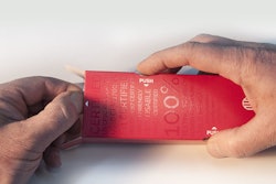 Carton tabs located diagonally on different sides of the Locked4Kids carton make it easy for adults to open it while providing child-resistance.