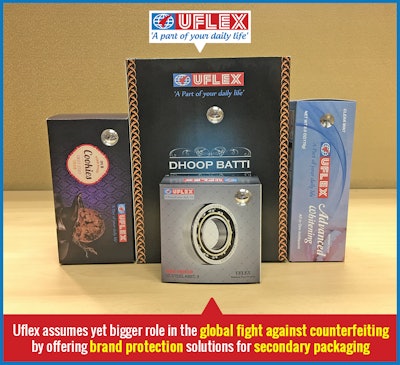 Company provides primary and secondary pack features to address counterfeiting through the supply chain.