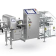 Product inspection system integrates two key inspection functions into a single compact system in which products pass through a metal detector, then are weighed on a checkweigher.