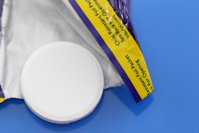 For OTC effervescent tablets and powdery products, this flexible laminate yields hot tack and hermetic seals at low temperatures.