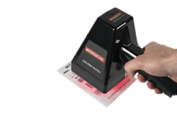 Handheld portable barcode verifier provides verification for both printed labels and direct part marks.