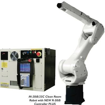Small-footprint, pharma-grade palletizer incorporates new FANUC M-20iB/25C robot.
