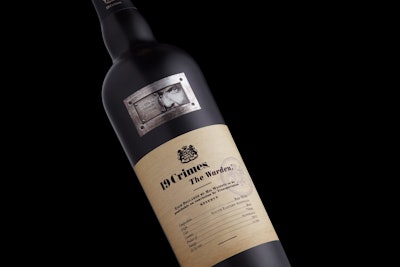 Wine brand 19 Crimes offers three red blends, with their high-end offering featuring equally high-quality packaging.
