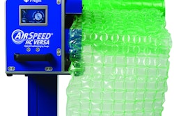 Combined packaging machinery offerings at PACK EXPO Las Vegas represent the first joint exhibit since Pregis acquired Sharp. Seen here is the AirSpeed HC Versa hybrid cushioning machine.