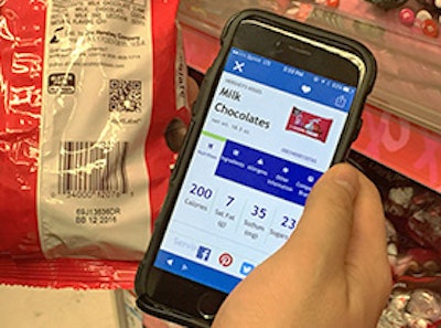 The QR Code scanned by a consumer instantaneously links to the SmartLabel landing page. No special scanning app is required. (Photo credit: Scanbuy)