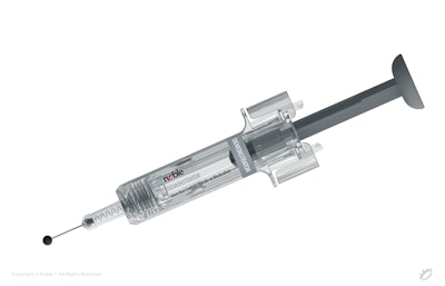 Noble’s pre-filled syringe demonstrator features a “Ball Tip” needle simulation. Demonstrators are created for safe repeated use and true replication of the patient experience. Other needle tip options include Encased and Agitator simulations, designed to mimic the feel and forces involved with an injection.