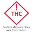 The red symbol for all types of retail and medical marijuana, must include the warning 'Contains Marijuana. Keep away from Children.' The symbol must be at least 1⁄2 in. by 1⁄2 in. on the packaging/labeling.