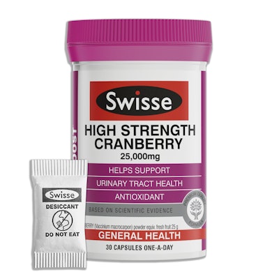 Melbourne-based Swisse Wellness employs a desiccant and a scannable label to protect and authenticate its growing portfolio of products worldwide.