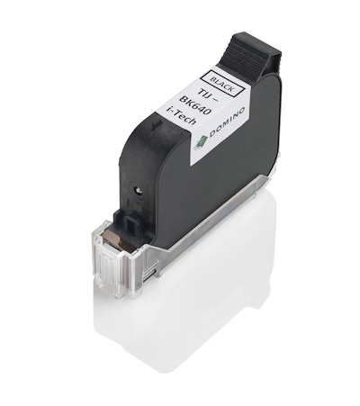 Domino has developed several inks, including this BK640 ink cartridge, for 2D coding.