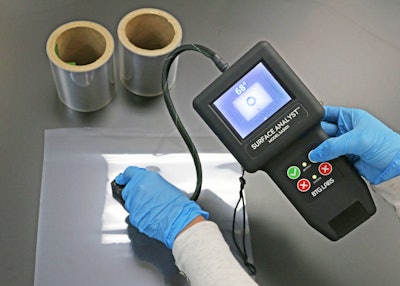 In two seconds, the Surface Analyst measures the surface energy level of a film surface and determines if it is properly prepared for adhesion.