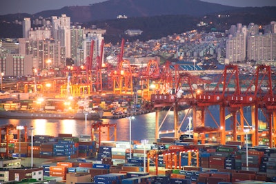 While the status of U.S./Korean negotiations understandably makes headlines, E-commerce and international investment bode well for South Korea’s logistics business. Seen here is an image of a port in Pusan, South Korea.