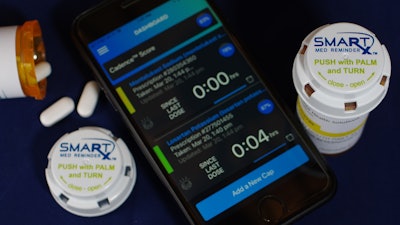 Concordance Health Solutions’ Smart Med Reminder electronic monitoring system includes a connected prescription vial cap, companion mobile apps and a cloud-based service that reminds patients to take their medication and monitors their progress.