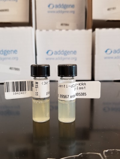 Most of Addgene's 750 daily samples are shipped as living bacteria in agar stab tubes. Barcoded samples are shipped at room temperature. (Photo supplied by Addgene.)