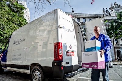 Delivering a shipment to a patient's residence.