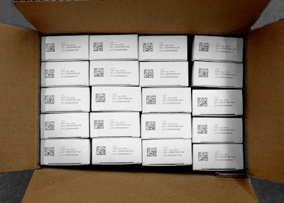 View of a layer of pharmaceutical cartons inside a case. (Photo courtesy of Omega Design.)