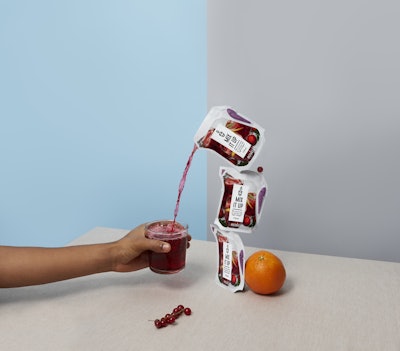 Ecolean will debut its Air Aseptic packaging in the United States this fall when Country Pure Foods launches its Essential Pour juice line in the lightweight, sustainable flexible packaging. Photo courtesy of Ecolean.
