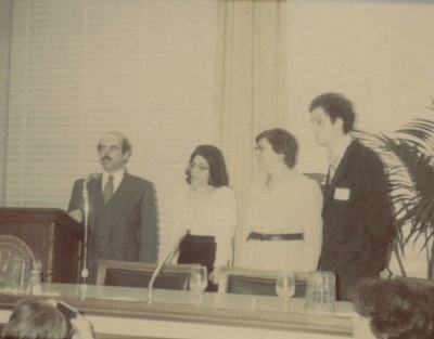 Congressman Harry Waxman (left), Sharon Dobkin, Abbey Meyers (center), and Adam Seligman (right). / Image: Abbey Meyers