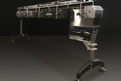 Sanitary Pharmafill conveyors clean easily without disassembly, hiding the motor under a stainless-steel body.