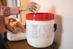 Pampers has developed a durable, handled plastic tub for its diapers.
