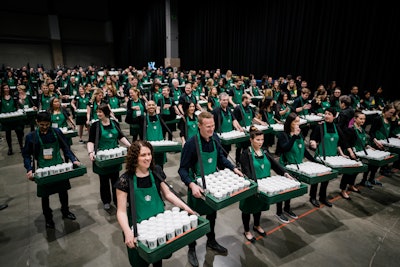 At the meeting, shareholders enjoyed coffee from one of the new greener cup technologies that will be trialed in the next year.