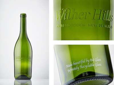 Direct digital printing on glass bottles differentiates this Wither Hills brand of wine.