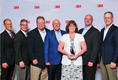 L-R: Eric Hammes, Sr. VP Mfg. & Supply Chain 3M; Kevin Twohy, Dir. Of Procurement 3M; Jim Lundquist, CEO AWT; Mark Stebbing, Sr. Sales Exec. AWT; Shelly Falkenhagen, Customer Service AWT; Scott Vescio, Customer Care Mgr. AWT; Mike Roman, Chairman of the Board & CEO 3M