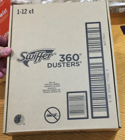 Packaging for this Swiffer offering that is delivered via e-commerce is one good example of how successful P&G has been in designing what’s known as SIOC—Ships In Own Container.