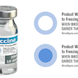 BlindSpotz™ Freeze Alert Sensor: Freeze Alert can be printed on label, syringe or aluminum cap. The technology prints clear and then turns blue if the drug freezes at any time in supply chain.