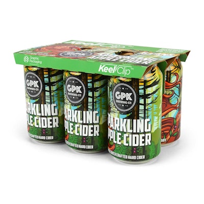 KeelClip is an environmentally responsible paperboard alternative that also offers functionality and branding benefits over conventional six-pack plastic rings. Photo courtesy of Graphic Packaging International.