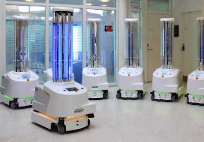 Mobile robots use ultraviolet light to disinfect hospitals and other facilities.