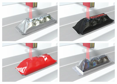 The reference technology of Leuze’s DRT 25C enables the detection of packaging with a wide range of colors and transparency as a deviation from the conveyor belt surface. Photo courtesy of Leuze.