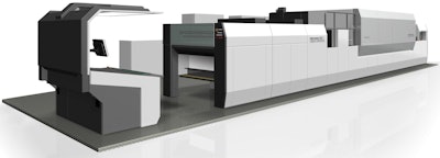 The Impremia NS40 40-in. sheet-fed Nanographic Printing System from Komori combines Komori’s experience in sheet-transfer systems with the NanoInk technology invented by Landa.