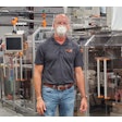 Peter Buczynsky, Vice President & General Manager of Pharmaworks blister packaging machinery with PPE face shield.