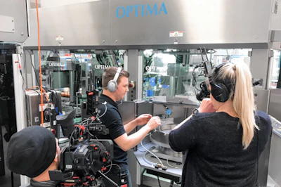 During virtual machine acceptance eleven high tech cameras transmit live images to the customer in the USA.