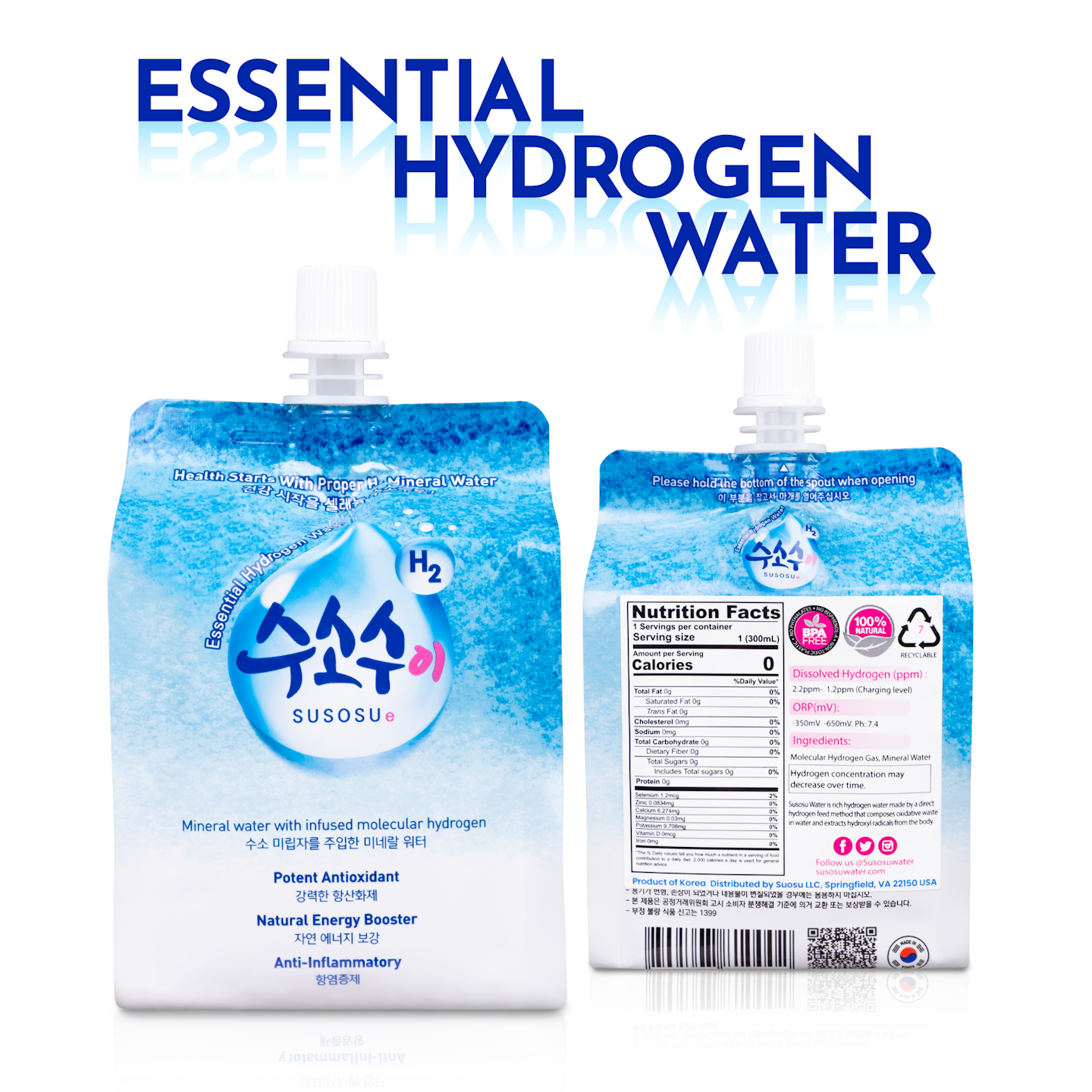Susosu Hydrogen Water Potency Preserved with Aluminum Pouch