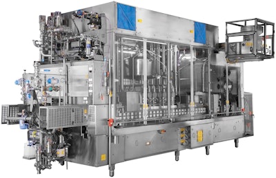 The EH-84 gable top carton filler features servo motors that bring multiple advantages in positioning accuracy and sanitation.