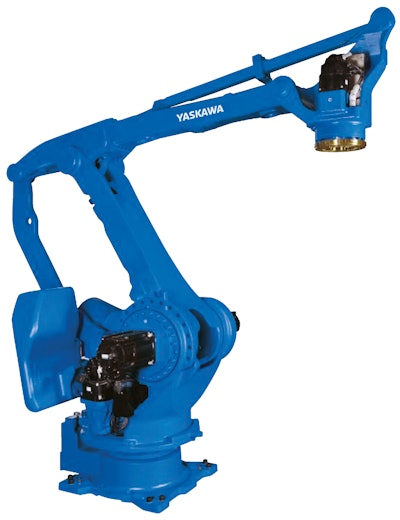 The robot is also designed with a 3,159 mm horizontal reach, 3,024 mm vertical reach, and ±0.5 mm repeatability.