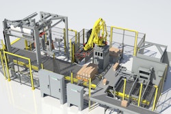 The Brenton RP1000 robotic palletizer with integrated Orion MADX stretch wrapper.