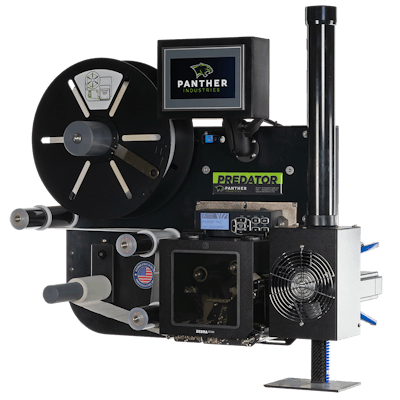 The labeling system’s servo drive is 100% electric.
