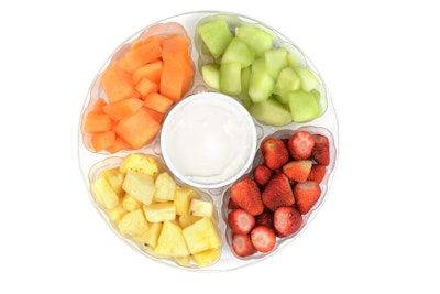 A main differentiating point with the Quik Pick case packer, featured at the Quest Industrial show room at PACK EXPO Connects, is the variety of items it can handle, including fruit.
