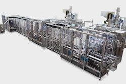 Theta line comprised of: two Theta machines, two R80C counting and stacking units, two SC80 continuous motion synchronizing robots, and a continuous-motion cartoning machine.