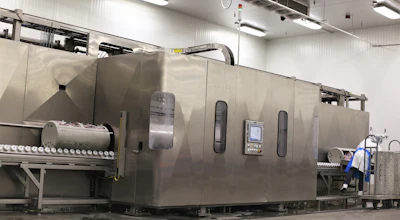 Protein products are loaded into HPP equipment from JBT Avure Technologies at the Universal Pure tolling location. Photo courtesy of Universal Pure.