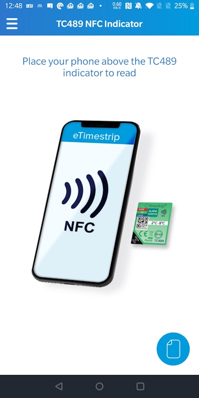 The TC489 has upper and lower limit alarms and is meant to communicate wirelessly using near field communication (NFC) via a free app, creating a comprehensive data report.