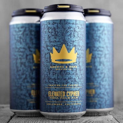 On Elevated Cypher IPA, the design features script—like someone writing verses.