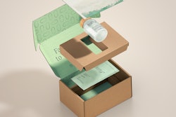 An exploded view of the Fatty 15 starter kit demonstrates the use of corrugated inserts to safely handle a glass bottle through the many-touchpoint e-comm channel in a compact format without extra space or the need for dunnage.