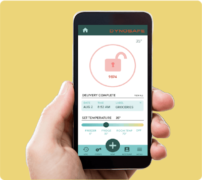 The system integrates with a smartphone app, giving consumers the ability to lock/unlock, set and change temperatures, and to remotely assign names and temperature settings to one-time use codes.