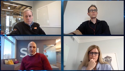 Panelists, clockwise from top left: Tor Alden of HS Design, Inc.; Aleksandar Vacic of Selux Diagnostics, Inc.; Mary Beth Privatera, PhD, of HS Design, Inc.; John Anastasiadis Director, Human Factors+DesignSmith + Nephew.