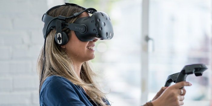 Woman Using Vr Virtual Reality Headset